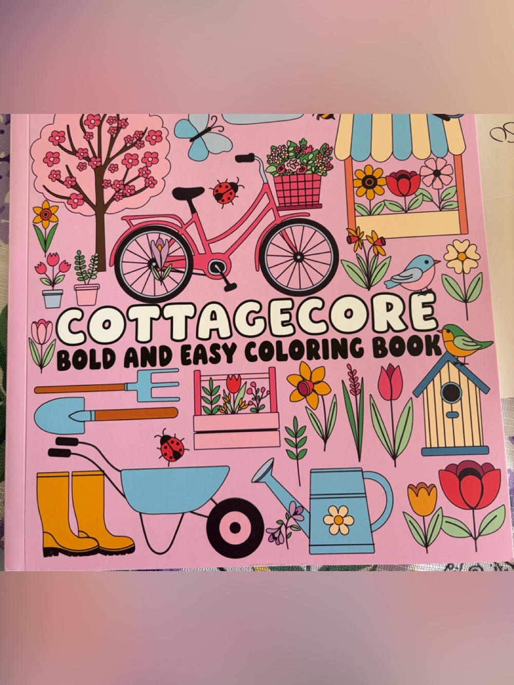 Cottagecore Bold & Easy Coloring Book - Pink